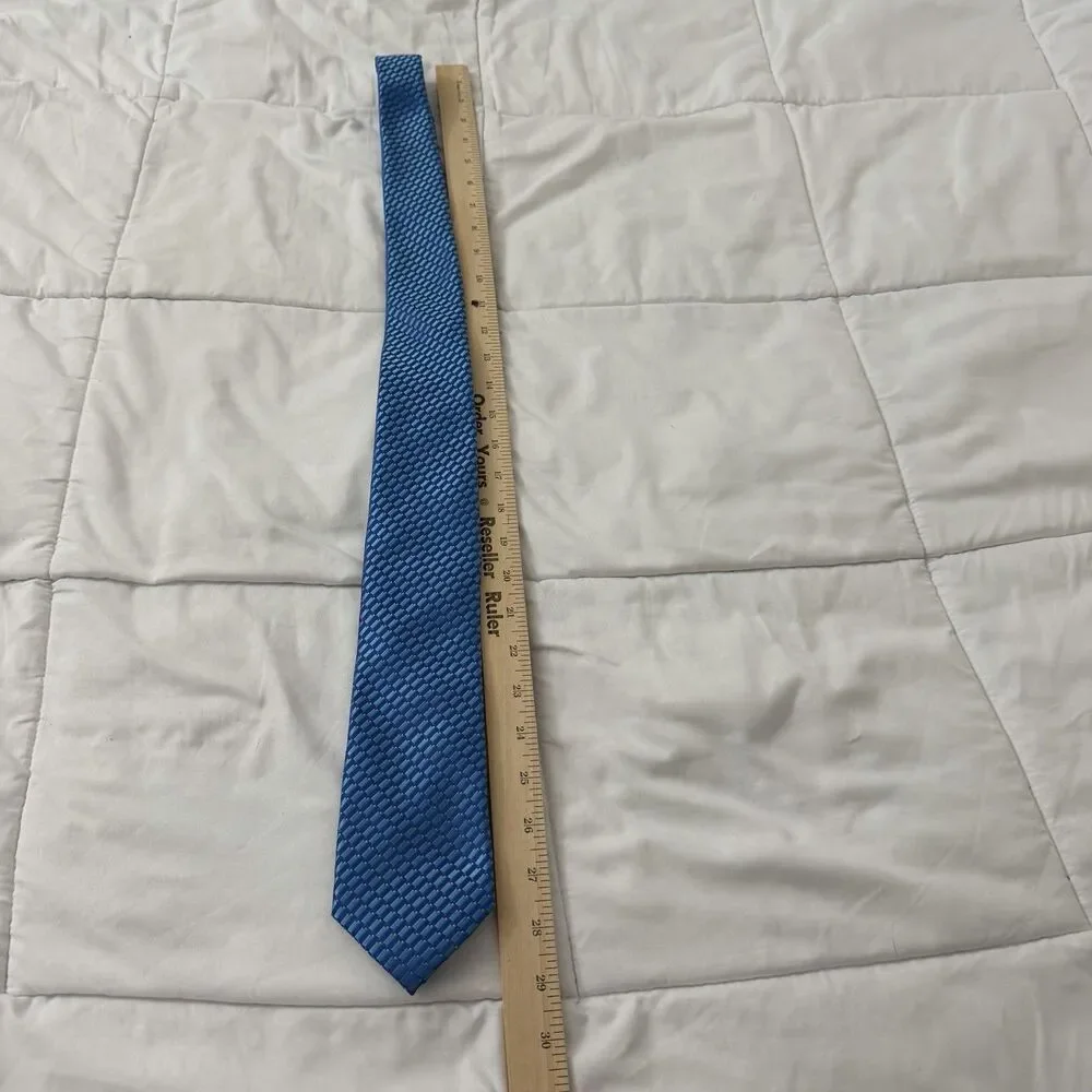 Ted Baker London Silk Neck Tie Vibrant Blue Geometric Pattern Classic Designer